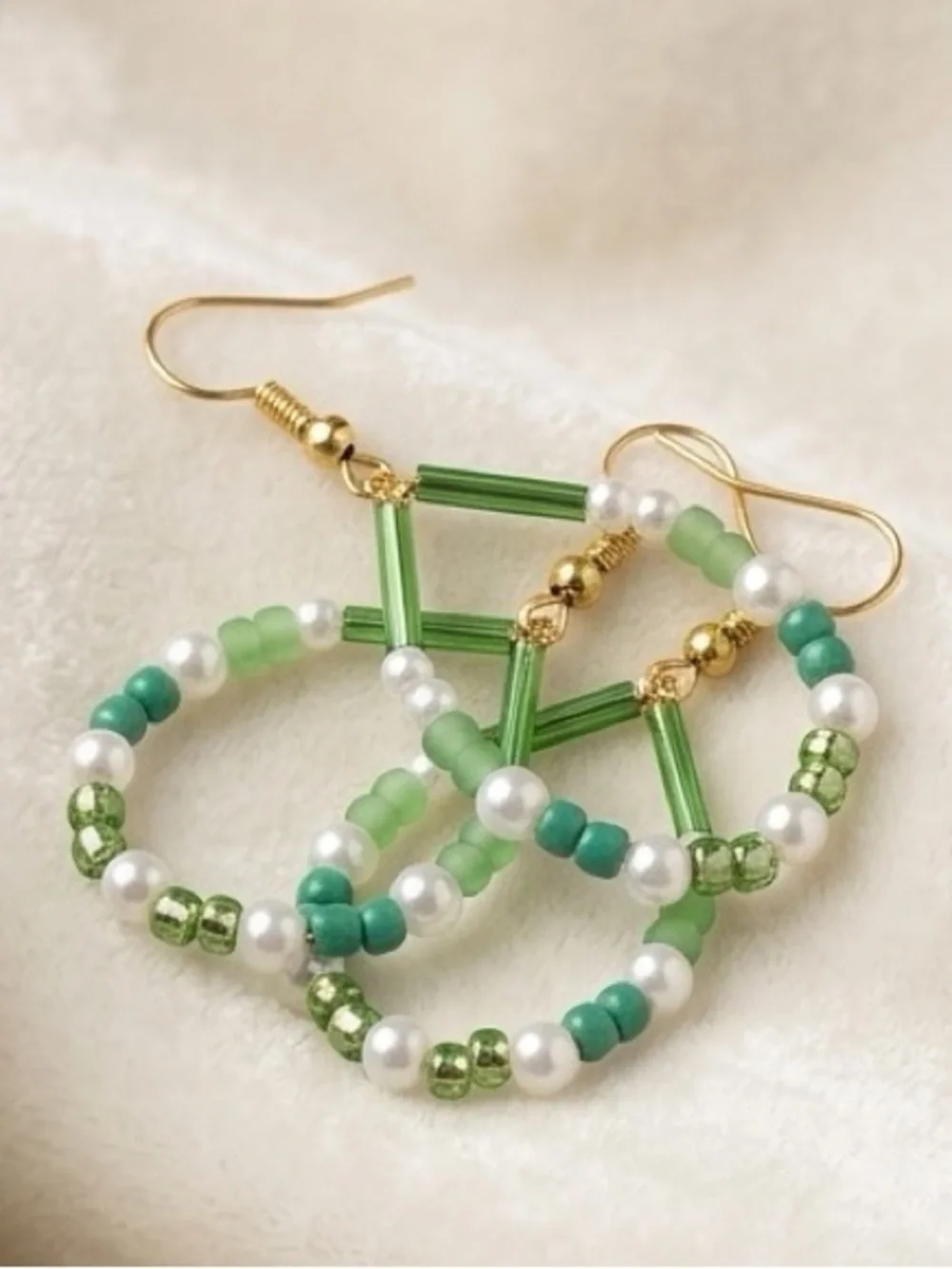 ❤️Green Beaded Teardrop Earrings